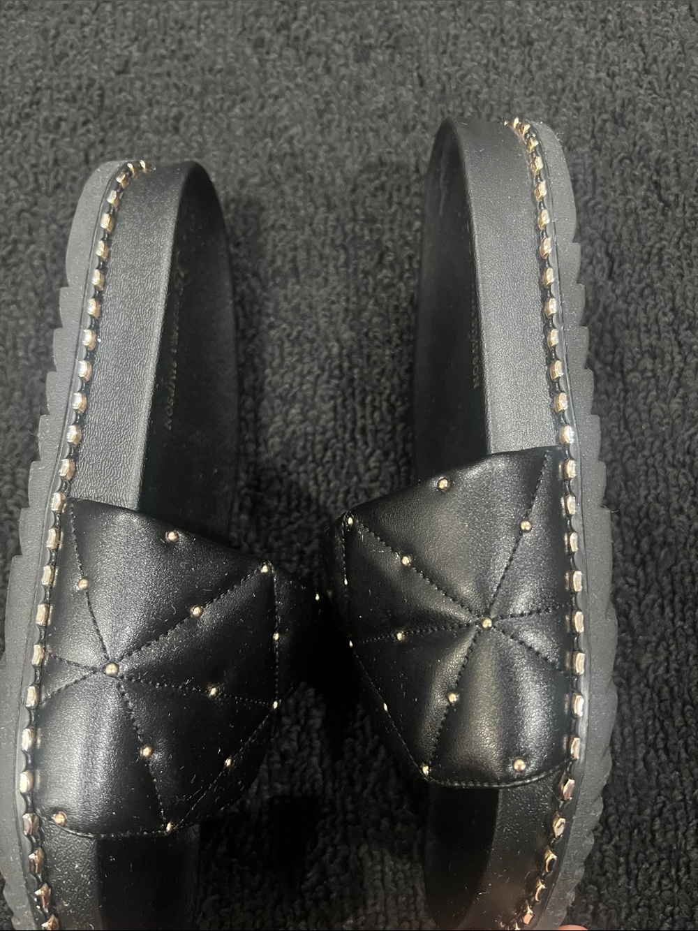 Jessica Simpson Quilted Black Slide Sandals with Stud Detail - Picture 4 of 8